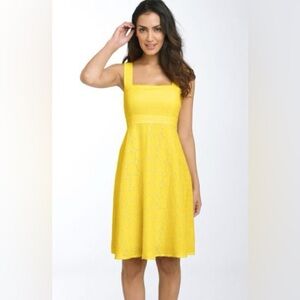 Donna Morgan Yellow Textured Midi Dress